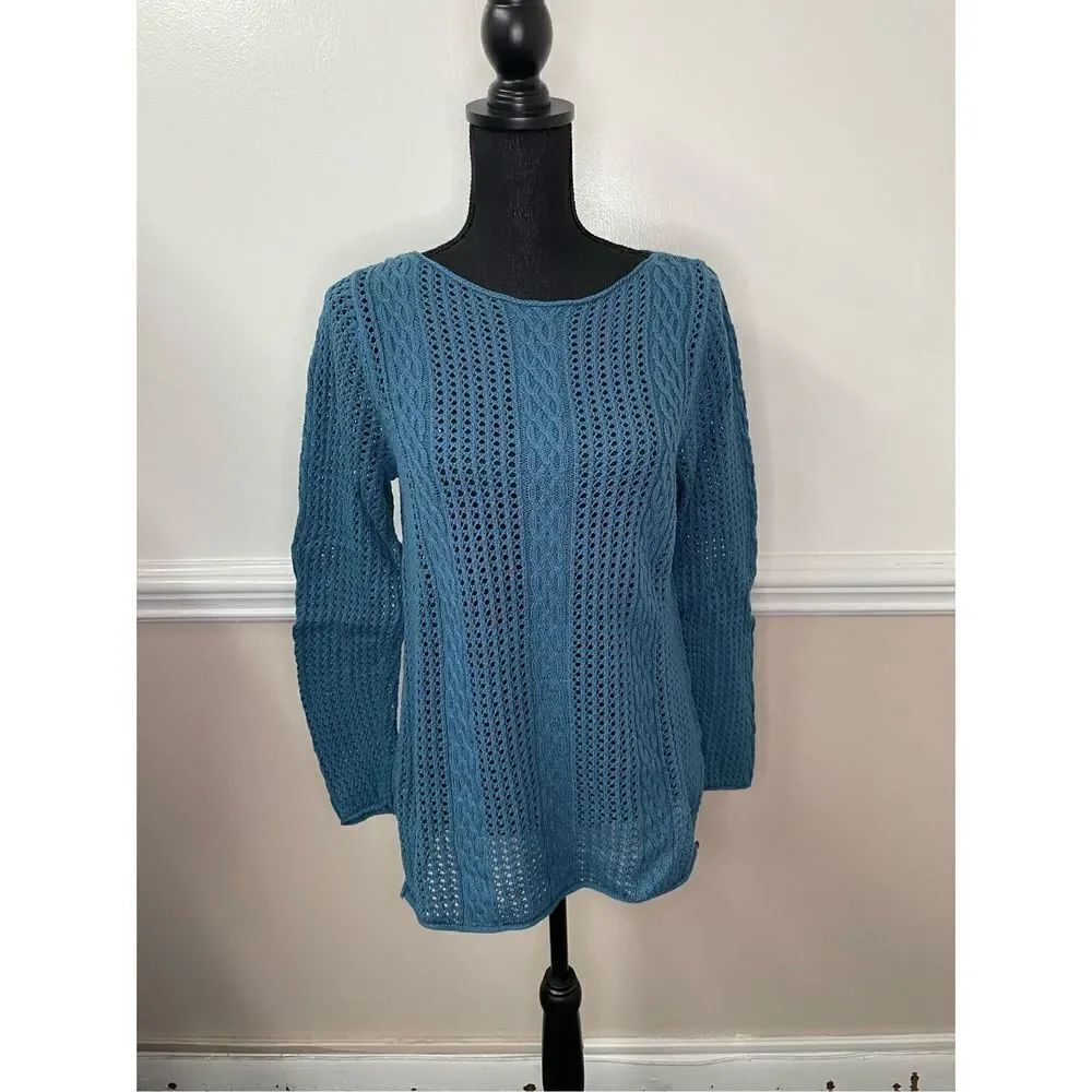 Jeanne Pierre Blue See Through Sweater Size Large